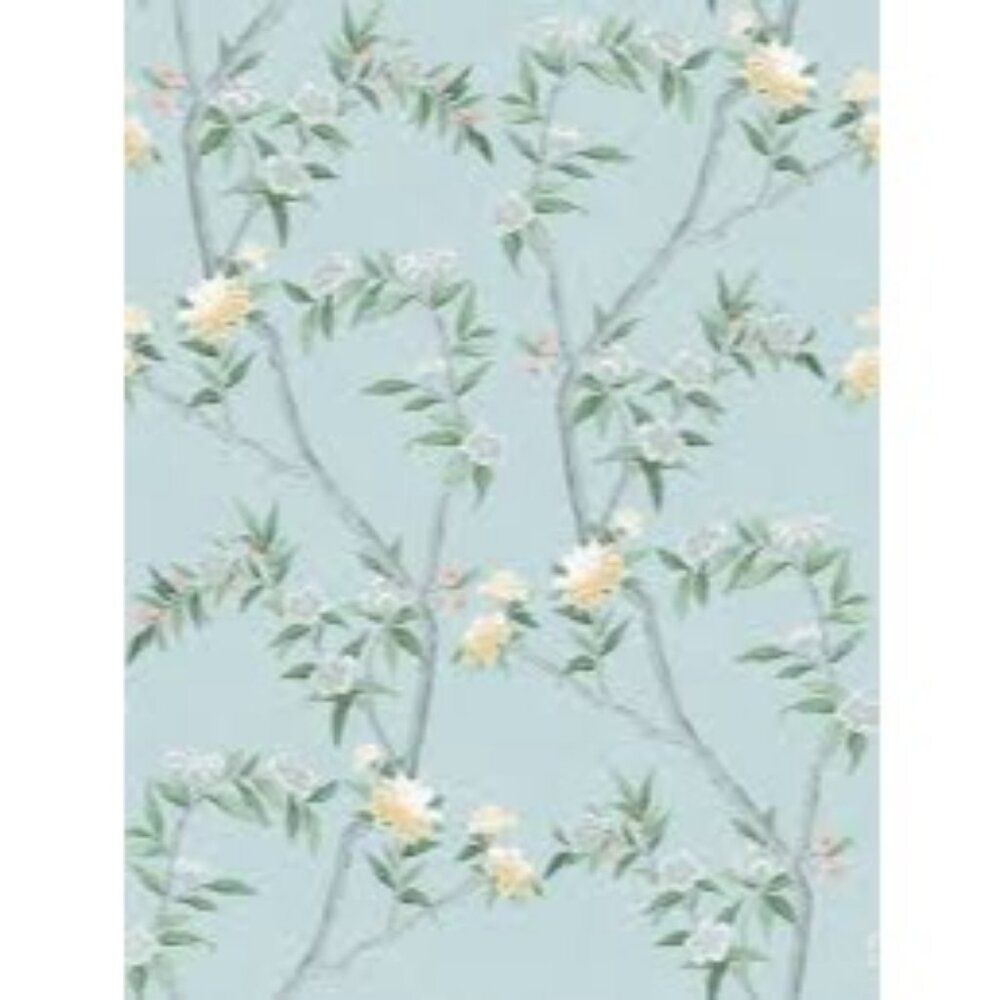 NEW CHINOISERIE ICH Wallpaper Blue Floral Birds Blossom Bloom Flower Pastel